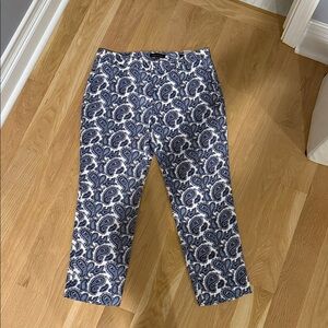 Banana Republic Navy and White Paisley Trousers